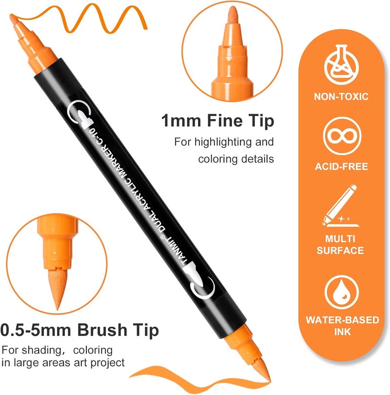 TANMIT 124 Colors Acrylic Paint Pens, Dual Tip Acrylic Paint Markers with Brush Tip and Fine Tip, Acrylic Pens for Rock Painting, Wood, Canvas, Stone, Glass, Ceramic,DIY Crafts Making Art Supplies - Image 2